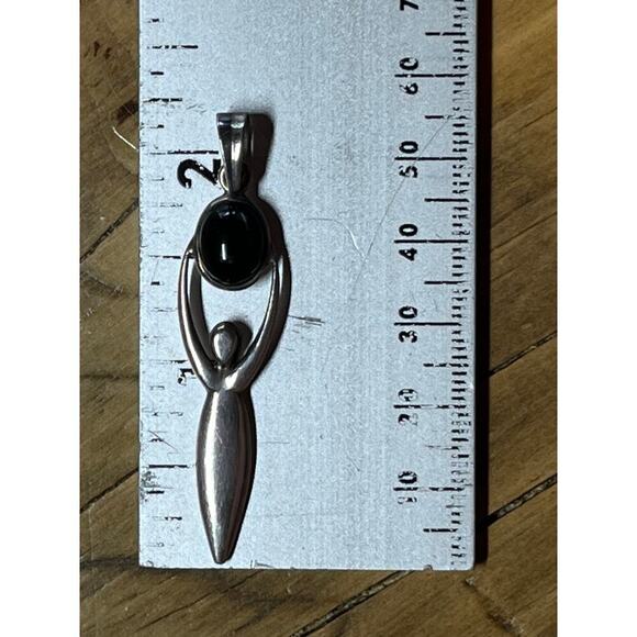 Sterling Silver 925 Black Onyx Pendant. Necklace. Jewelry. Goddess/Person? - Picture 3 of 5